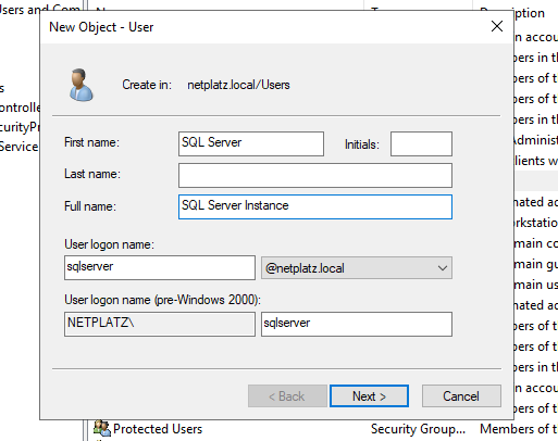 HomeLab: Creating a domain account and users.